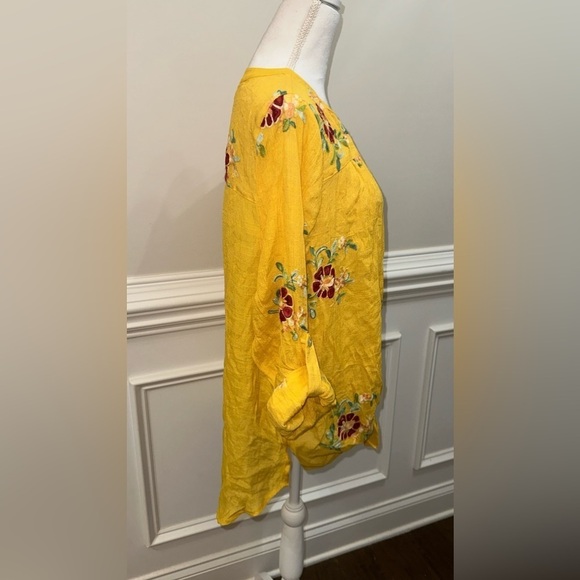 NWT Anthropologie Fig & Flower Yellow Floral Embroidered Button Up Size 2XL Top - Picture 11 of 15
